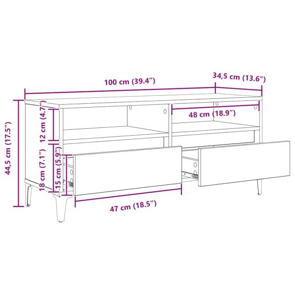 TV-Schränk mit Schubladen Artisan-Eiche 100 x 34,5 x 44,5 cm