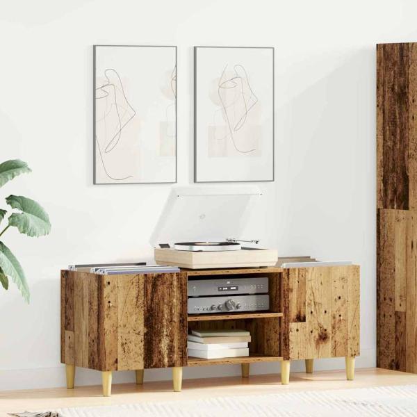 ARDEBO.de - Schallplattenschrank Altholz 121 x 38 x 48 cm Holzwerkstoff