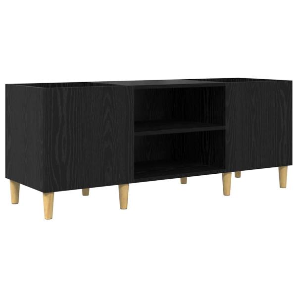 Schallplattenschrank Schwarz Eichen-Optik 121 x 38 x 48 cm