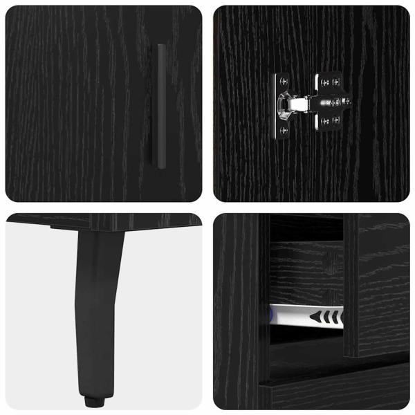 Sideboard mit Schubladen Schwarz Eichen-Optik 69,5 x 34 x 90 cm