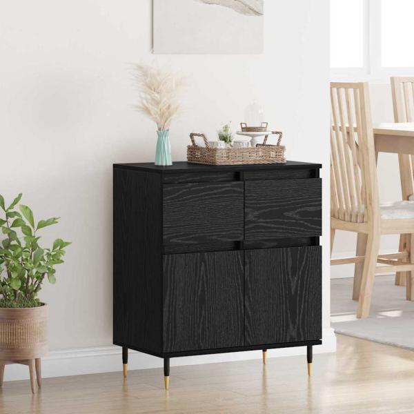 ARDEBO.de - Sideboard mit Schubladen Schwarz Eichen-Optik 60 x 35 x 70 cm