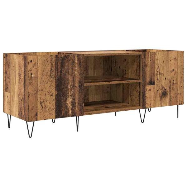 Schallplattenschrank mit Regal mit Tür Altholz 121 x 38 x 48 cm