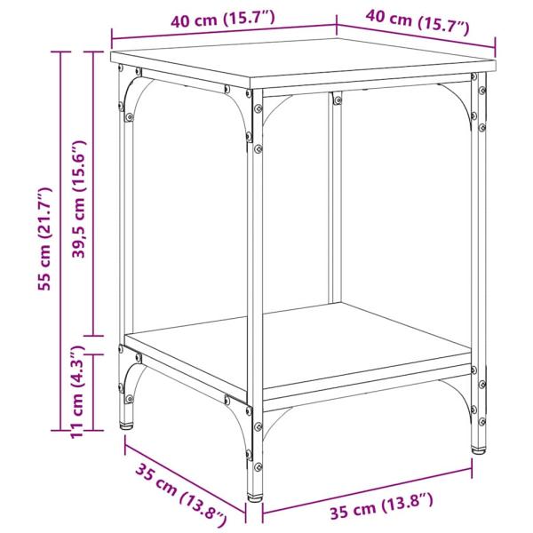 Couchtisch Schwarz Eichen-Optik 40 x 40 x 55 cm Holzwerkstoff