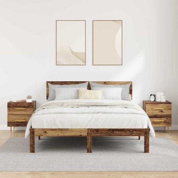 Nachttisch 2 pcs Altholz 40 x 35 x 47,5 cm Holzwerkstoff