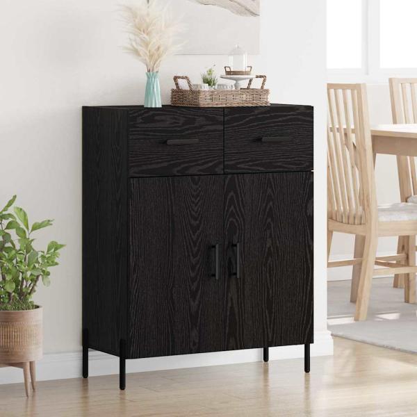 ARDEBO.de - Sideboard Schwarz Eichen-Optik 69,5 x 34 x 90 cm Holzwerkstoff