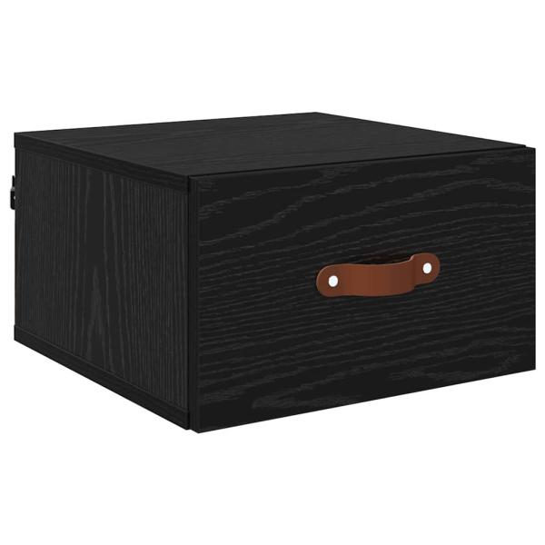 Wandmontierter Nachtschrank Schwarz Eichen-Optik