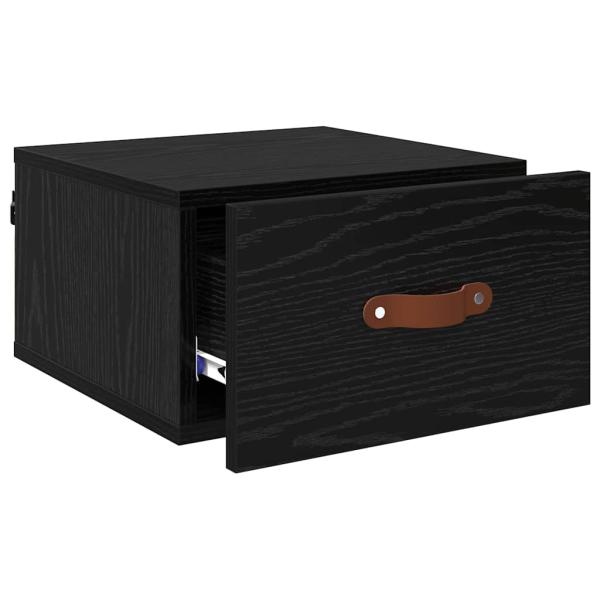 Wandmontierter Nachtschrank Schwarz Eichen-Optik