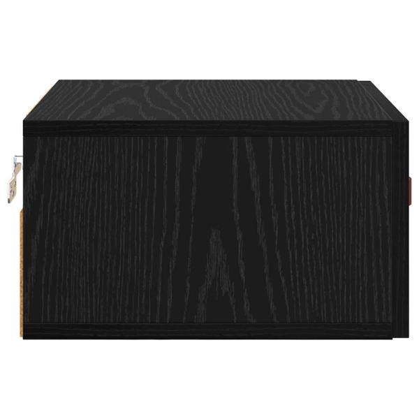 Wandmontierter Nachtschrank Schwarz Eichen-Optik