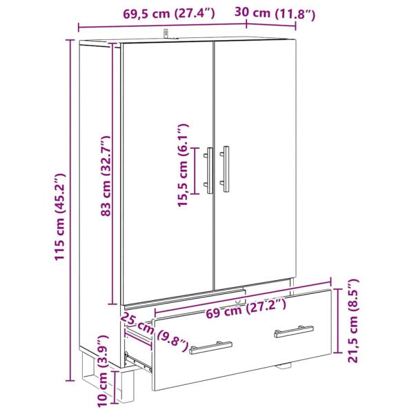 Hochboard Altholz 69,5 x 30 x 115 cm Holzwerkstoff