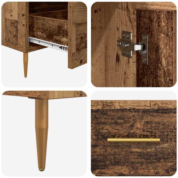 Hochboard Altholz 69,5 x 31 x 115 cm Engineered Wood und Glas