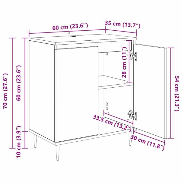 Sideboard Artisan-Eiche 60 x 35 x 70 cm Holzwerkstoff