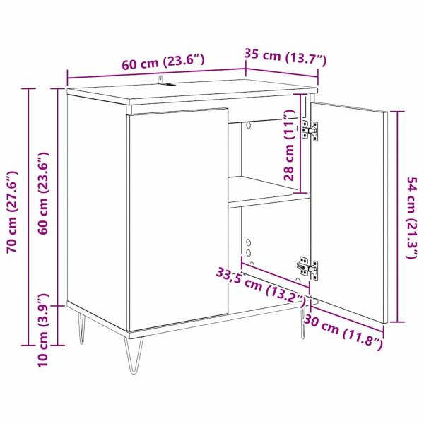 Sideboard Artisan-Eiche 60 x 35 x 70 cm Holzwerkstoff