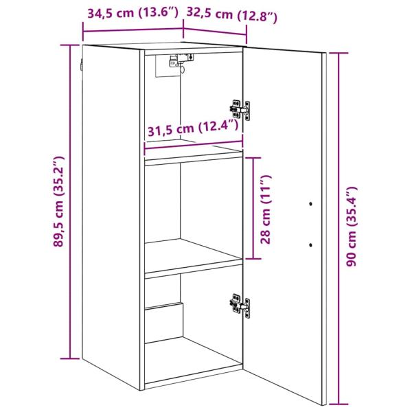 Wandschrank Altholz 34,5 x 34 x 90 cm Holzwerkstoff