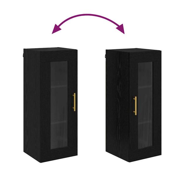 Wandschrank Schwarz Eichen-Optik 34,5 x 34 x 90 cm