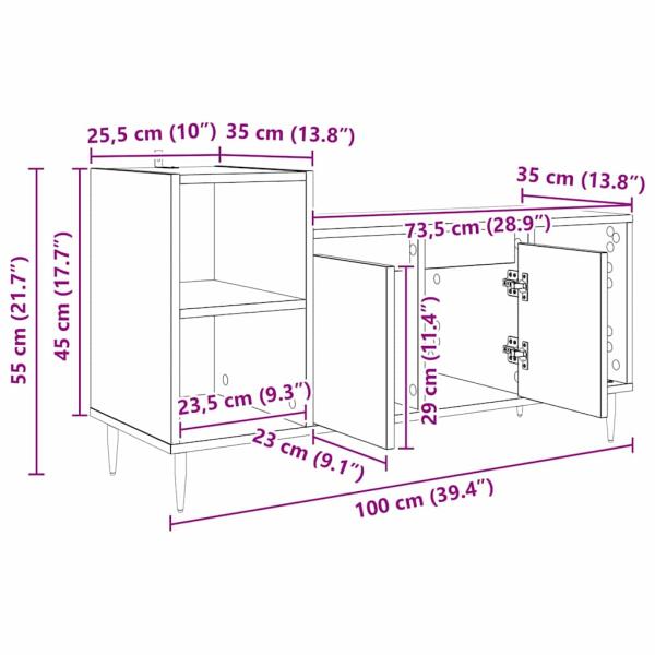 TV-Schränk Artisan-Eiche 100 x 35 x 55 cm Holzwerkstoff
