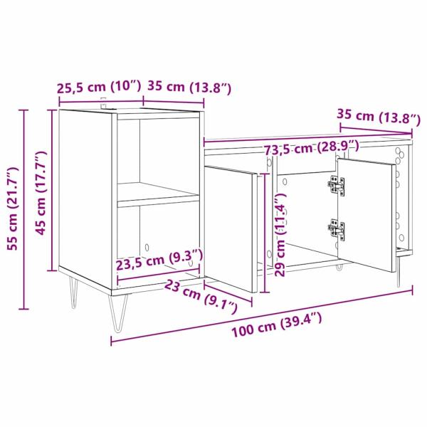 TV-Schränk Artisan-Eiche 100 x 35 x 55 cm Holzwerkstoff
