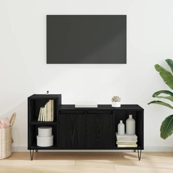 TV-Schränk Schwarz Eichen-Optik 100 x 35 x 55 cm Holzwerkstoff
