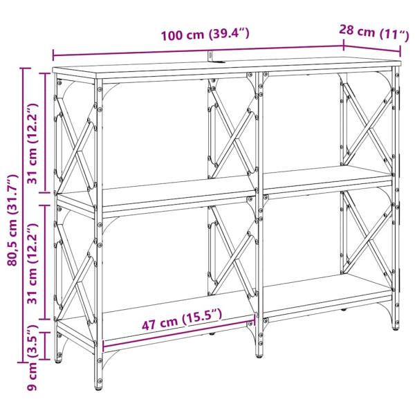 Konsolentisch Artisan-Eiche 100 x 28 x 80,5 cm Holzwerkstoff