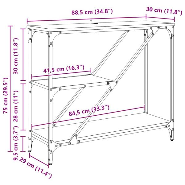 Konsolentisch Altholz 88,5 x 30 x 75 cm Holzwerkstoff