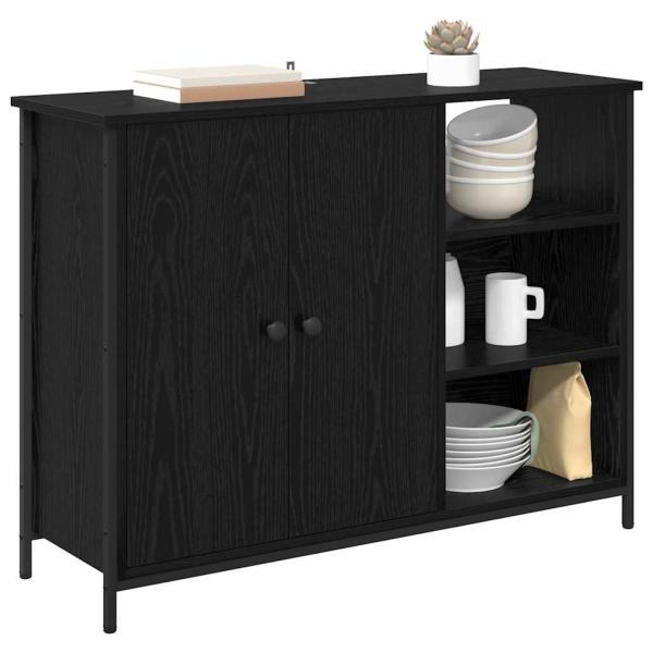 Sideboard Schwarz Eichen-Optik 100 x 33 x 75 cm Holzwerkstoff