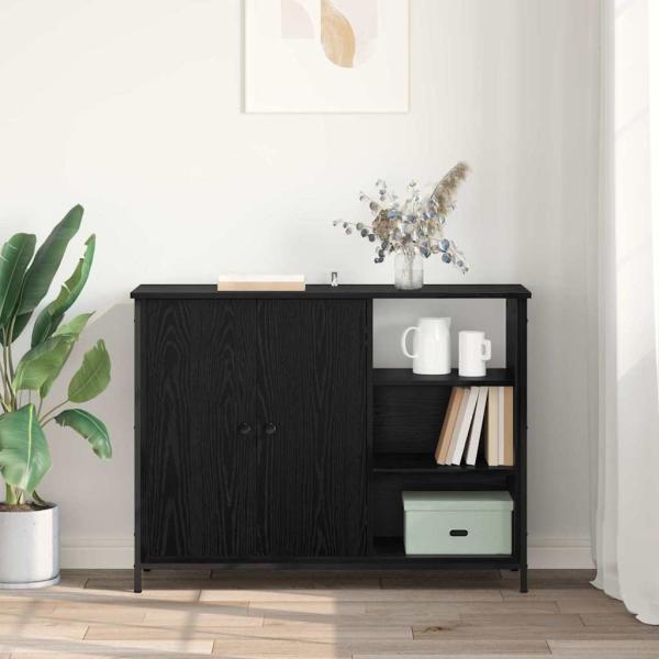 Sideboard Schwarz Eichen-Optik 100 x 33 x 75 cm Holzwerkstoff