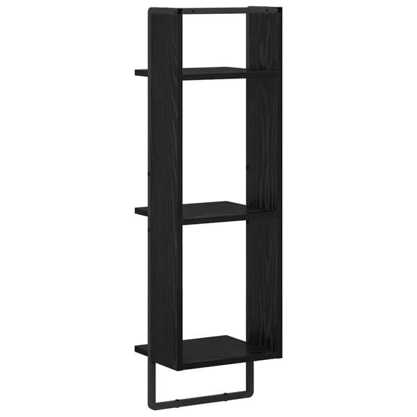 Wandregal Schwarz Eichen-Optik 30 x 25 x 100 cm Holzwerkstoff