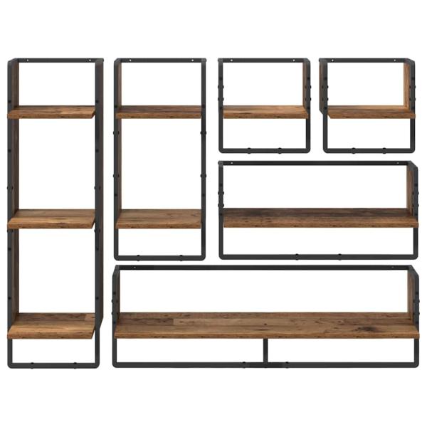 Wandregal-Set 6 pcs Altholz 100 x 25 x 30 cm Holzwerkstoff