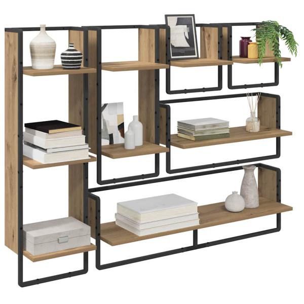 Wandregal-Set mit Regal 6 pcs Artisan-Eiche 100 x 25 x 30 cm