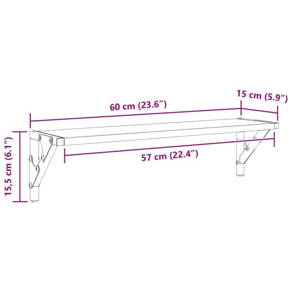 Wandregale 2 pcs Altholz 60 x 15 x 15,5 cm Holzwerkstoff