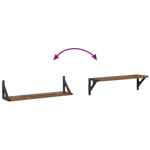 Wandregale 2 pcs Altholz 60 x 15 x 15,5 cm Holzwerkstoff