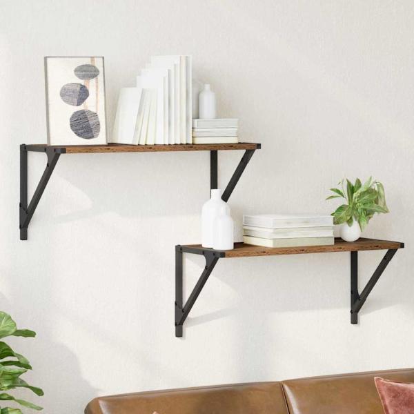 ARDEBO.de - Wandregale 2 pcs Altholz 60 x 25 x 25,5 cm Holzwerkstoff