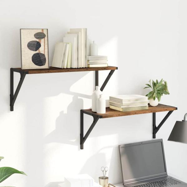 Wandregale 2 pcs Altholz 60 x 25 x 25,5 cm Holzwerkstoff