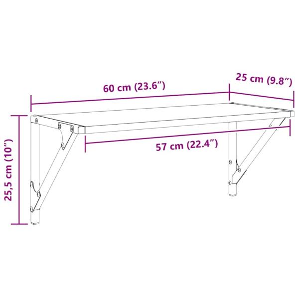 Wandregale 2 pcs Artisan-Eiche 60 x 25 x 25,5 cm Holzwerkstoff