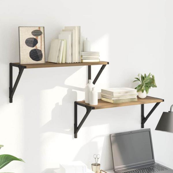 Wandregale 2 pcs Artisan-Eiche 60 x 25 x 25,5 cm Holzwerkstoff