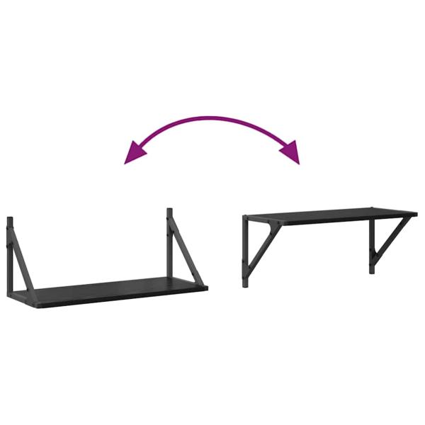 Wandregale 2 pcs Schwarz Eichen-Optik 60 x 25 x 25,5 cm