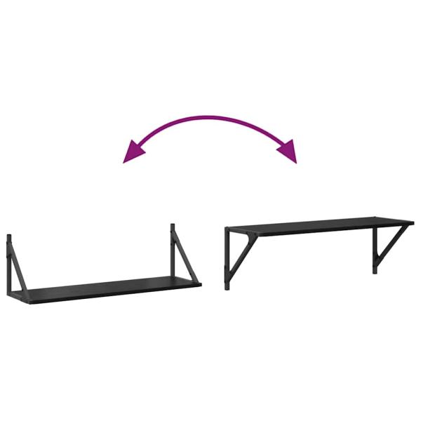 Wandregale 2 pcs Schwarz Eichen-Optik 80 x 25 x 25,5 cm