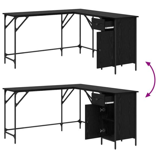 Schreibtisch Schwarz Eichen-Optik 141 x 141 x 75 cm