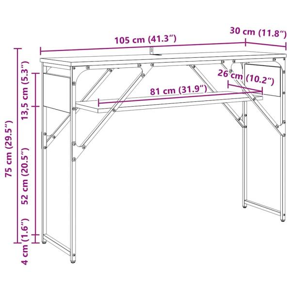 Konsolentisch Schwarz Eichen-Optik 105x30x75cm Holzwerkstoff