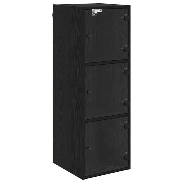 Wandschrank Schwarz Eichen-Optik 35 x 37 x 102 cm Holzwerkstoff