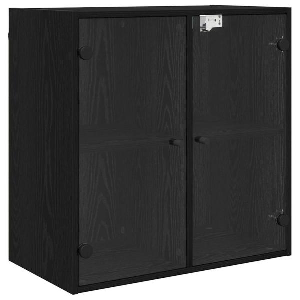 Wandschrank Wandmontiert Schwarz Eichen-Optik 68 x 37 x 68,5 cm