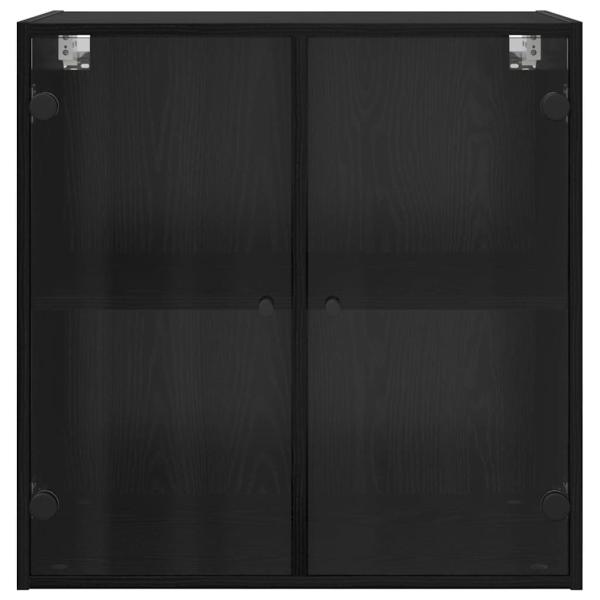 Wandschrank Wandmontiert Schwarz Eichen-Optik 68 x 37 x 68,5 cm