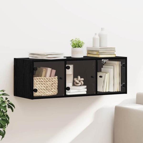 ARDEBO.de - Wandschrank Schwarz Eichen-Optik 102 x 37 x 35 cm Holzwerkstoff