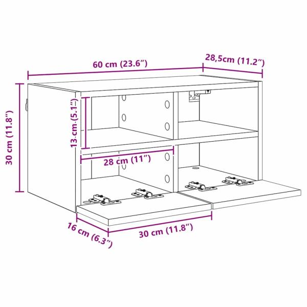 TV-Wandregal Artisan-Eiche 60 x 30 x 30 cm Holzwerkstoff