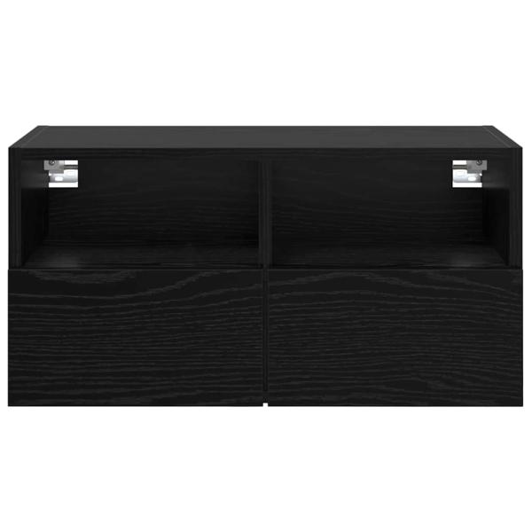 TV-Wandregal Schwarz Eichen-Optik 60 x 30 x 30 cm Holzwerkstoff