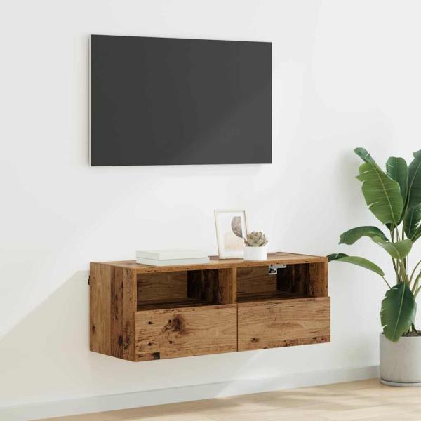 ARDEBO.de - TV-Wandregal Wandmontiert Altholz 80 x 30 x 30 cm Holzwerkstoff