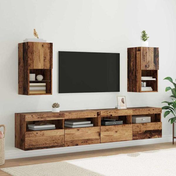 Wandmontierter TV Schrank Altholz 30,5 x 30 x 60 cm