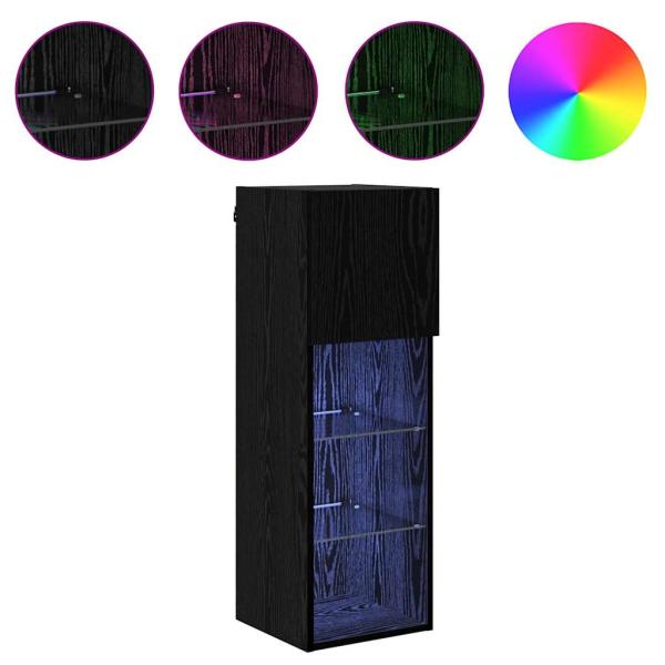 Wandmontierter TV Schrank Wandmontiert Schwarz Eichen-Optik