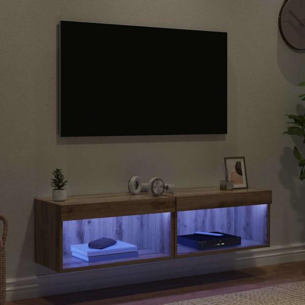 ARDEBO.de - Fernsehtische 2 pcs Artisan-Eiche 60 x 30 x 30 cm Holzwerkstoff