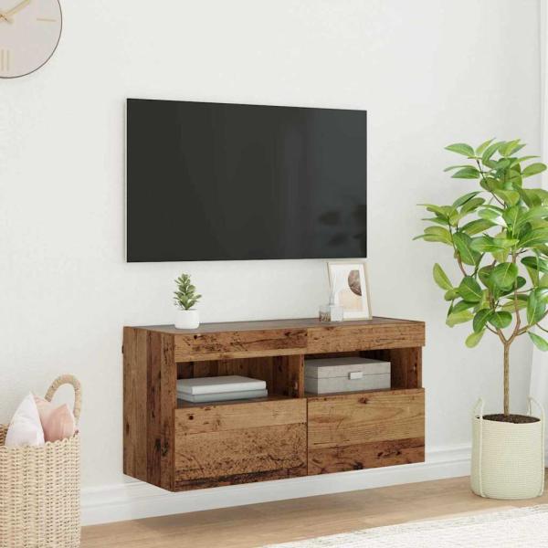 ARDEBO.de - TV-Wandregal Wandmontiert Altholz 80 x 30 x 40 cm Holzwerkstoff