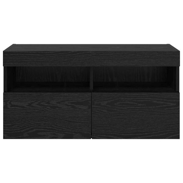 TV-Wandregal Schwarz Eichen-Optik 80 x 30 x 40 cm Holzwerkstoff